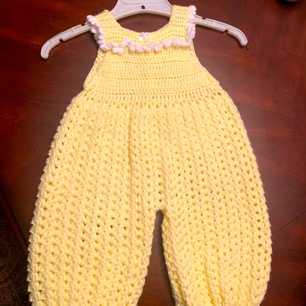 2-piece crochet romper set.